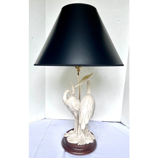Vintage Giuseppe Armani Porcelain Heron Table Lamp - Hollywood Regency For Sale - Image 12 of 18