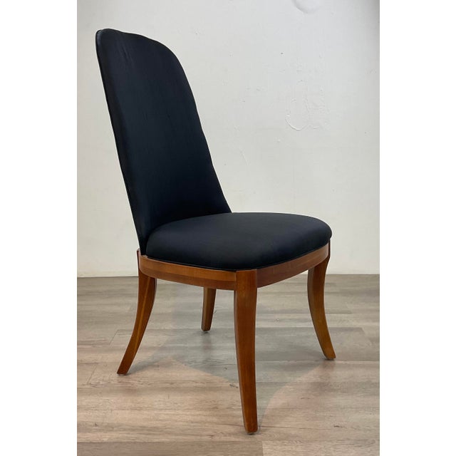 2020s Henredon Black Silk Dining Chairs Set of 5 as Is For Sale - Image 5 of 5