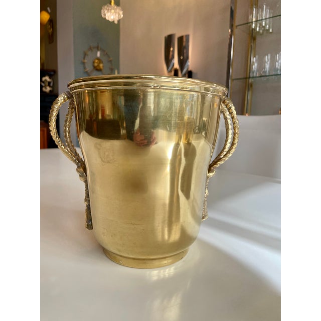Very rare, solid champagne cooler with elaborate cord design in solid brass