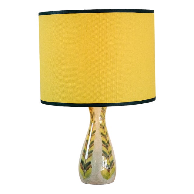 Ceramic Table Lamp with Fabric Shade, 1960s For Sale