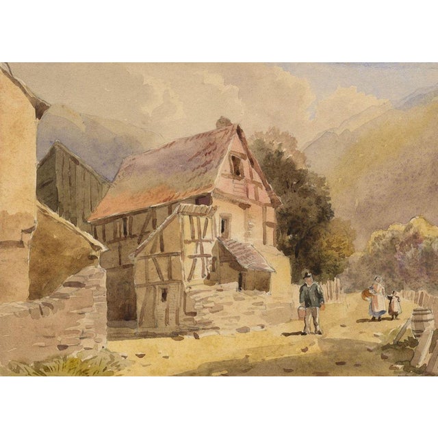 Charles W. Fothergill, Continental House with Figures, Late 19th Century, Watercolour For Sale - Image 4 of 4