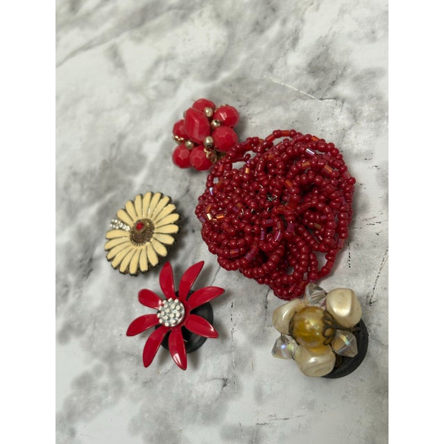 Eclectic Vintage Upcycled Crystal Jeweled Magnets, Set of Five For Sale - Image 9 of 10