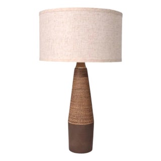 1960s Mid-Century Modern Hyllested Keramik, Large Rustic Table Lamp, Brown Stoneware For Sale