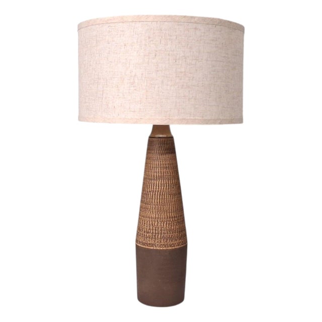 1960s Mid-Century Modern Hyllested Keramik, Large Rustic Table Lamp, Brown Stoneware For Sale