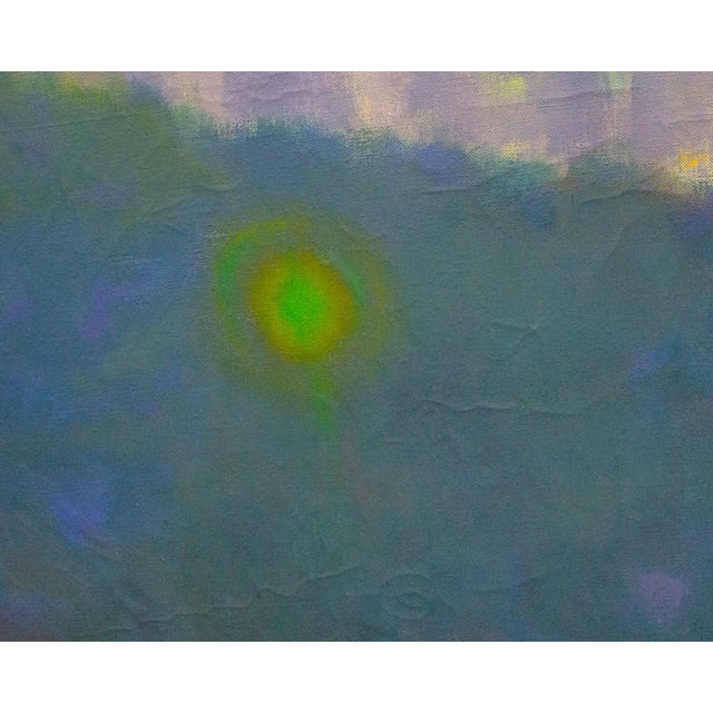 Blue Signed “Moon Flower” Abstract Oil on Canvas Painting by Martin Friedman For Sale - Image 8 of 12