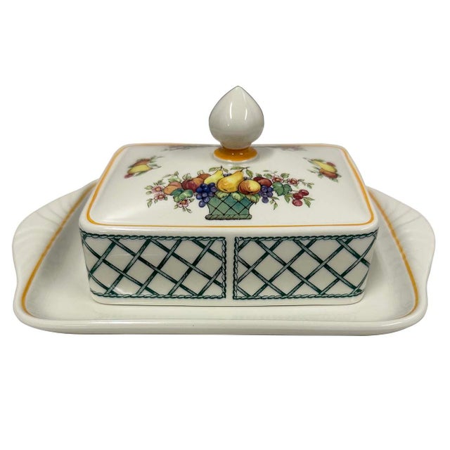 Ceramic Villeroy & Boch Basket Rare Rectangular Covered Butter Dish For Sale - Image 7 of 10
