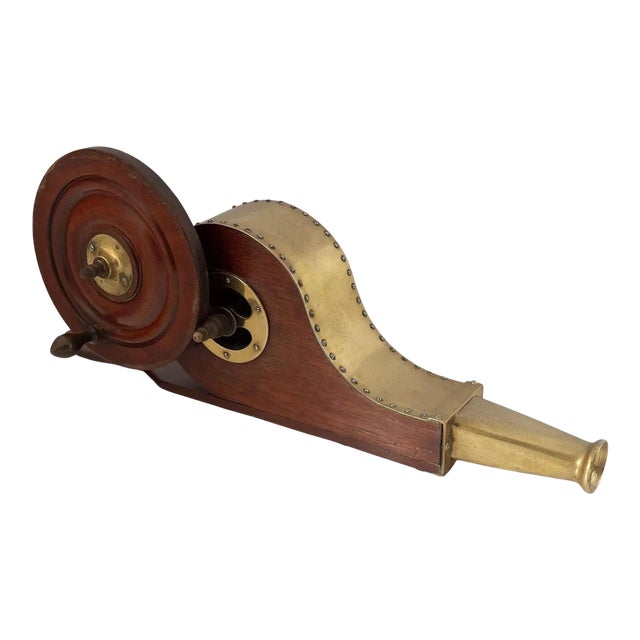 Early 19th Century Georgian Era Mechanical Fire Bellows of Brass and Mahogany From England For Sale