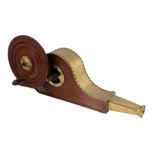 Early 19th Century Georgian Era Mechanical Fire Bellows of Brass and Mahogany From England