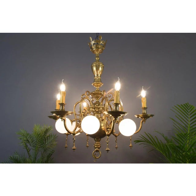 Antique Baroque Brass and Bronze Chandelier For Sale - Image 14 of 18