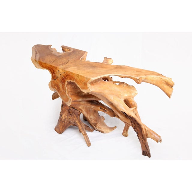 Naturel Teak Root Console Table, 55" Long Light Brown For Sale - Image 4 of 6