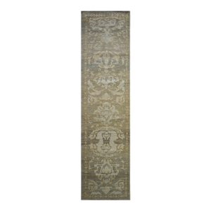 21st Century Persian Sultanabad Wool 3x12 Gray, Yellow & Ivory Handmade Runner Rug #1142054