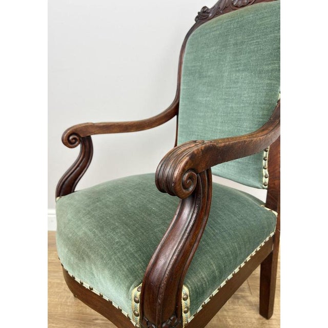 Antique French Style Armchair in Walnut For Sale - Image 6 of 16