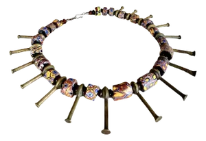 Brass + Trade Bead Statement Necklace (Cameroon)