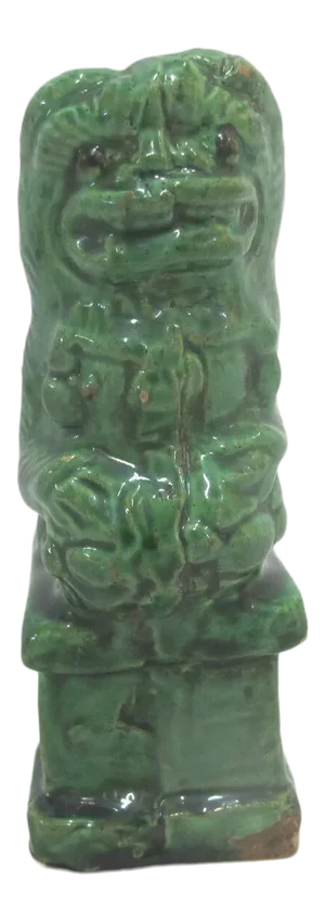 Chinese Asian Green Ceramic Foo Dog Lion Incense Holder Figurine