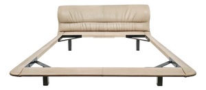 Double Bed in Dove Grey Leather by Giovanni Offredi for Saporiti, 1980s