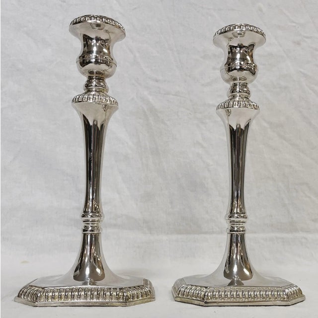 Vintage Stamped Sheffield Silverplate Candlesticks- a Pair For Sale In West Palm - Image 6 of 13