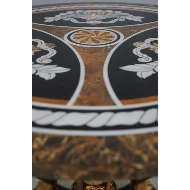 Stone Italian Vintage Pietra Dura Marble Round Table For Sale - Image 7 of 15