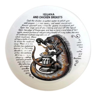 Fornasetti for Fleming Joffe “Iguana and Chicken Breasts” Recipe Plate, 1960s For Sale