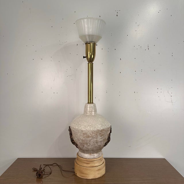 Mid Century Modern Large Scale Ceramic Chinoiserie Knight Table Lamp. James Mont Style For Sale - Image 4 of 12