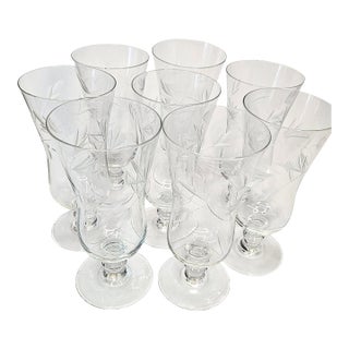 Handcut Vintage Romanian Parfait Glasses- Set of Eight For Sale