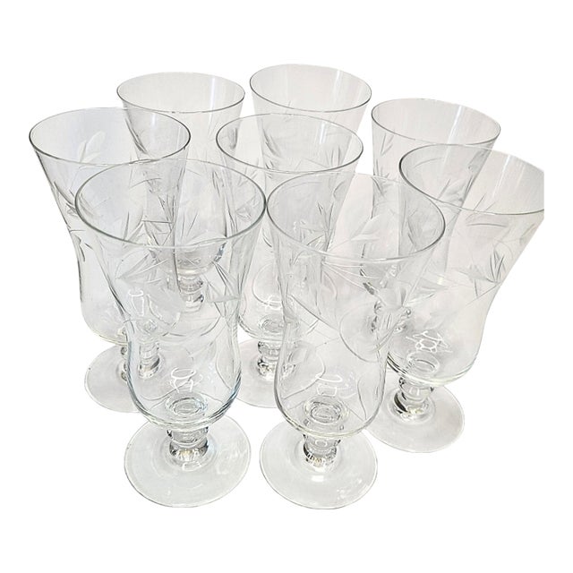 Handcut Vintage Romanian Parfait Glasses- Set of Eight For Sale