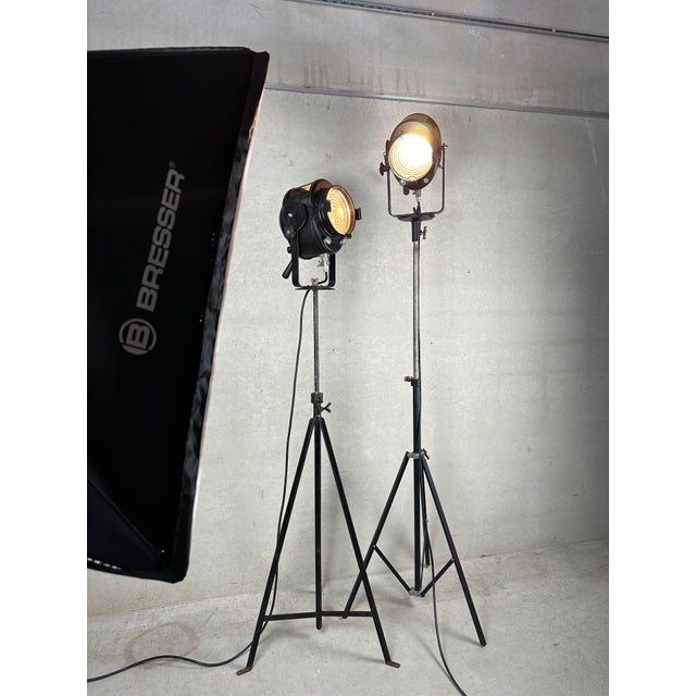 Industrial Vintage Theater Spot Lights from Cremer Paris, 1950s, Set of 2 For Sale - Image 3 of 17