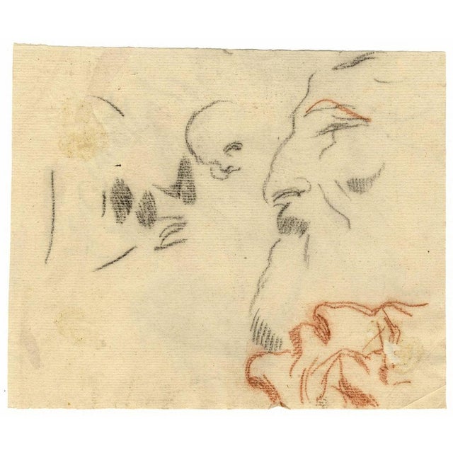 William Lock the Younger, Portrait Studies of Man in Profile, 1780, Charcoal Drawing For Sale - Image 5 of 6