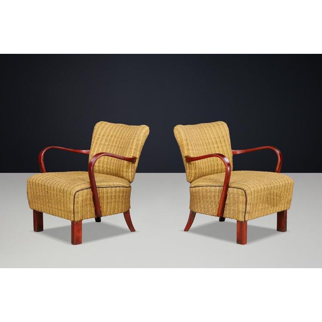 Art Deco Bentwood Lounge Chairs by Jindřich Halabala, 1930s, Set of 2 For Sale - Image 9 of 13