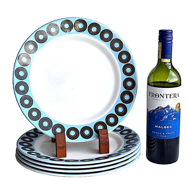 Vintage Jonathan Adler Happy Home Circles & Stripes Dinner Plates, Set of 5 For Sale - Image 9 of 16