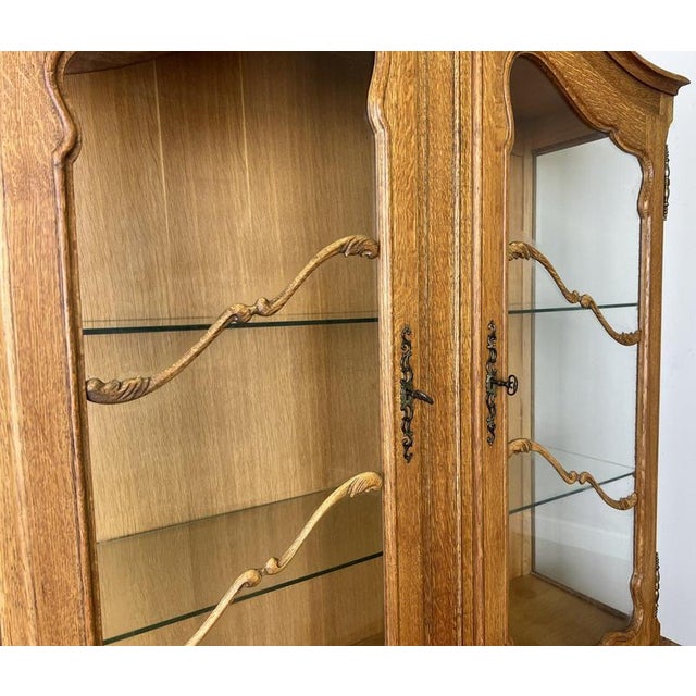 Metal Bookcase Vintage French Louis Xiv Style Oak Glazed Display Cabinet Lot 6490 For Sale - Image 7 of 18
