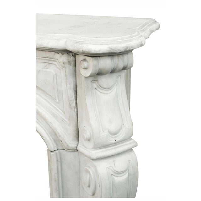 French Antique French Louis Vx Style Carved Marble Fireplace Mantel For Sale - Image 3 of 4