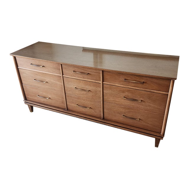 Kent Coffee Mid 20th Century Modern 9 Drawer Credenza With Mirror For Sale