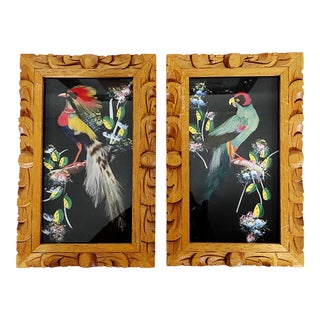 Vintage Mexican Feathercraft Framed Art - a Pair For Sale