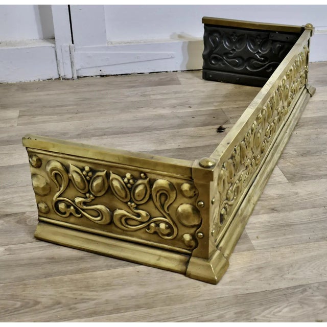 Vintage Art Nouveau Brass Fender For Sale - Image 3 of 7