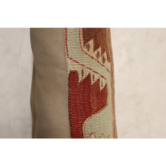 Contemporary Brown Terracotta Large Kilim Turkish Bolster Pillow For Sale - Image 3 of 5