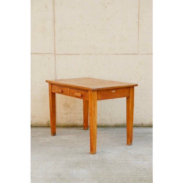 English Edwardian Oak Desk, 1930s For Sale - Image 13 of 13