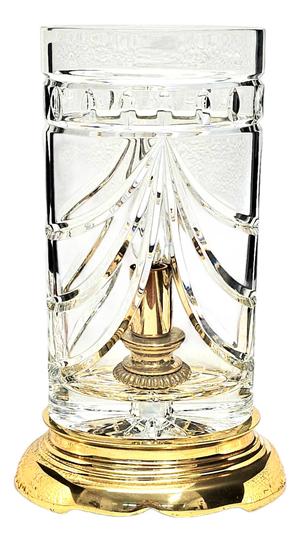 Waterford Crystal Overture Hurricane Table Lamp With Brass Base 11.5"