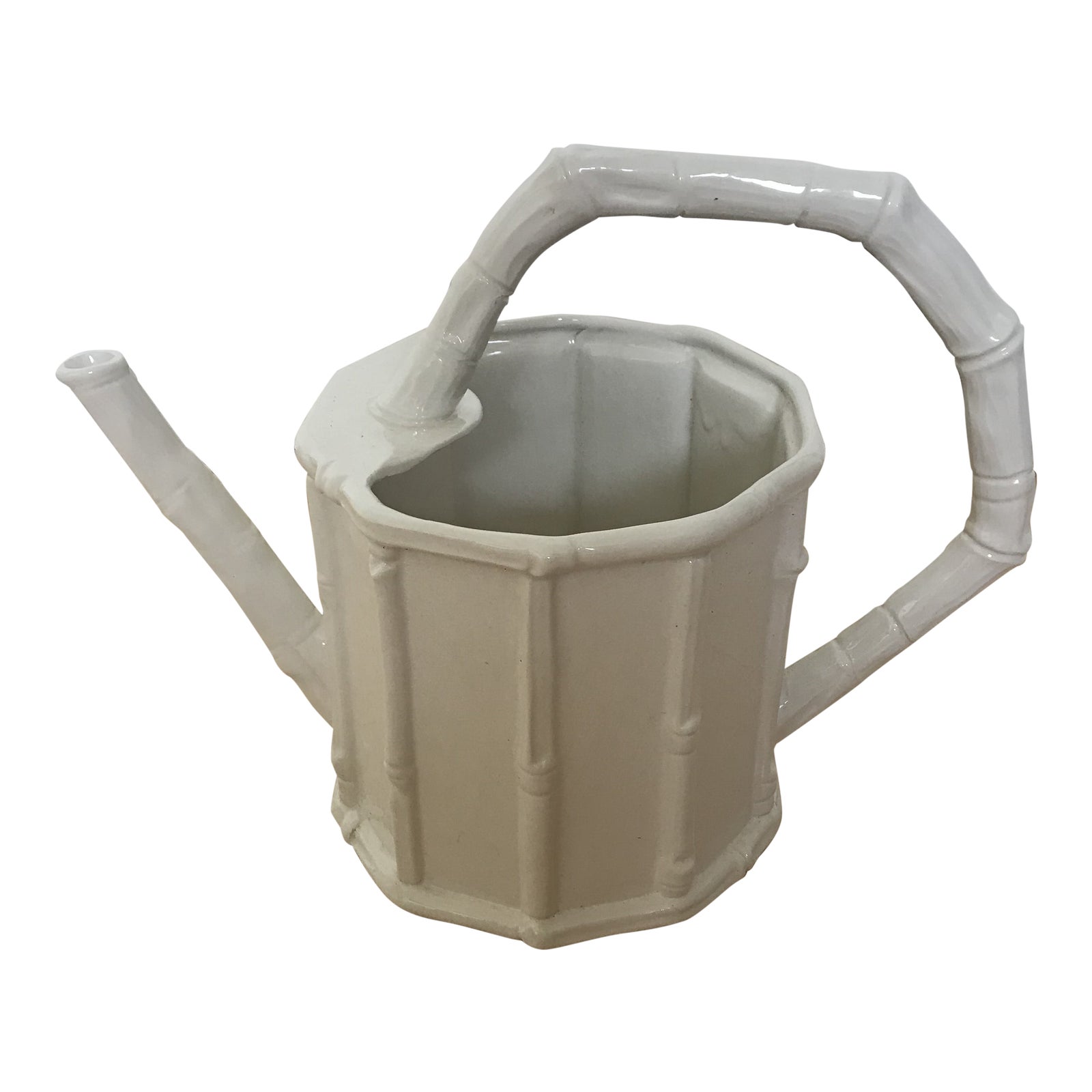 Italian Ceramic Watering Can With Bamboo Motif Chairish