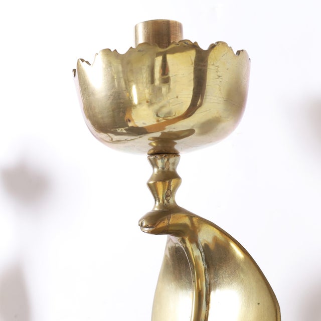 Vintage Pair of Anglo Indian Brass Cobra Wall Sconces For Sale In West Palm - Image 6 of 9