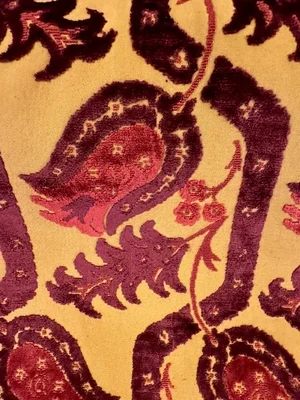 Groundworks David Hicks for Lee Jofa Gold Garnet Tokapi Tulip Fabric- 6 Yards
