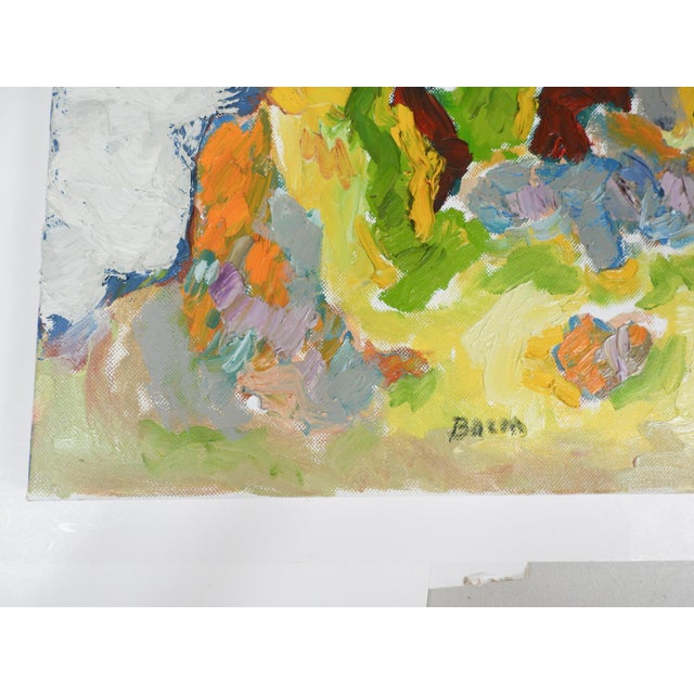 Contemporary oil on canvas abstract clouds and trees landscape painting by K. C. Bacon (1948-2026) Washington. Signed,...