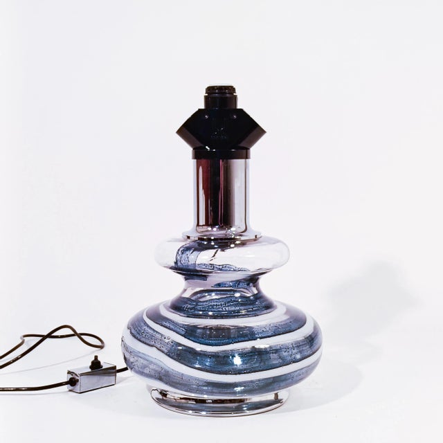 Large murano glass table lamp by bd lúmica, spain, 1970s. With a brutalist, space-age feel, the base of this lamp is made...