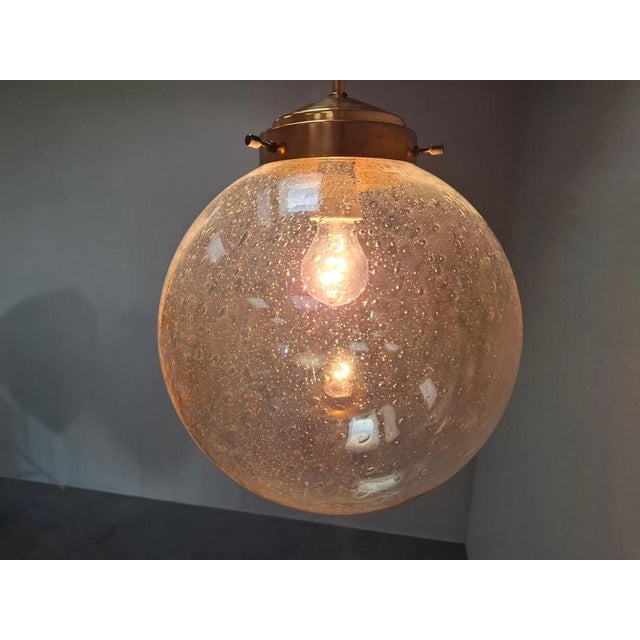 Mid-Century Modern Mid-Century Modern Pendant Light in Brass and Smoked Bubble Glass by Kamenický Šenov, 1960s For Sale - Image 3 of 18
