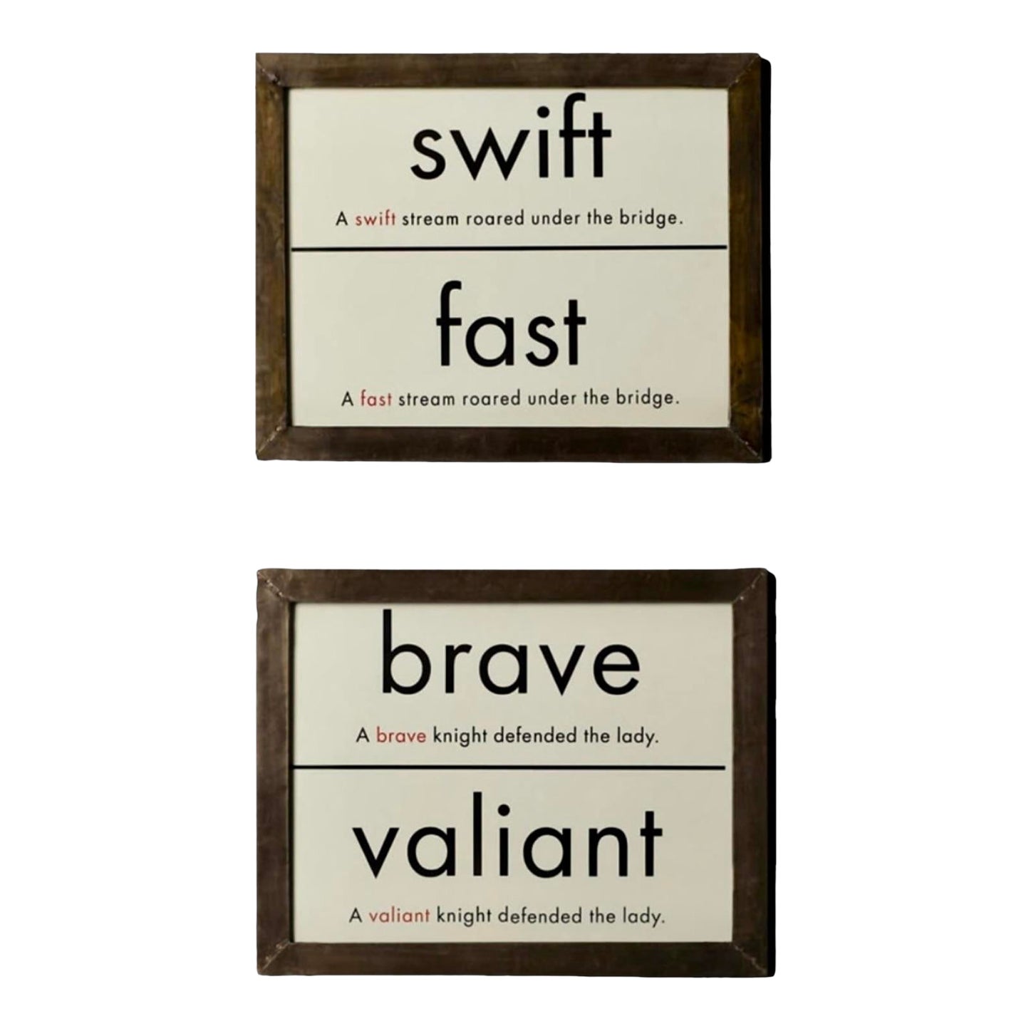 Restoration Hardware Vintage Synonym Flashcard Framed Wall Art, a Pair