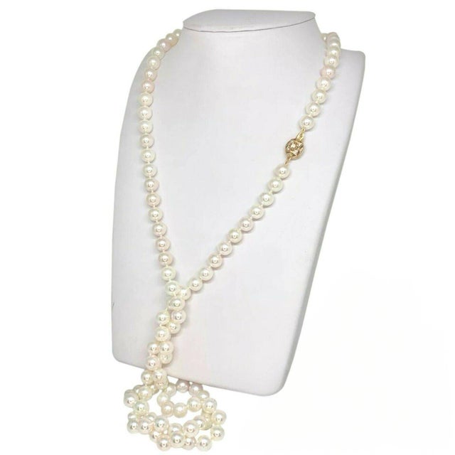 Diamond Akoya Pearl Necklace 14k Gold Certified For Sale - Image 14 of 14