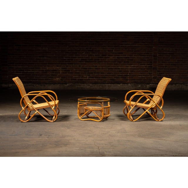 Italian Vintage Bentwood and Rattan Furniture Set After Franco Albini, 3 Pieces For Sale - Image 3 of 10