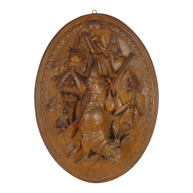 Antique Plaster Hare Plaque For Sale