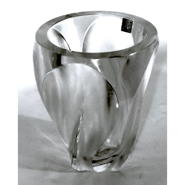 Polished and Frosted Crystal Glass Ingrid Vase from Lalique, 1960s For Sale - Image 9 of 15