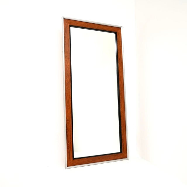 Mid-Century Modern Large Vintage Danish Wall Mirror, 1960s For Sale - Image 3 of 8