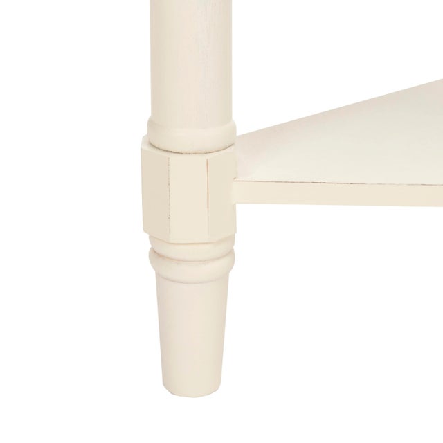 Corner Table With Storage Drawer, Distressed Cream For Sale In Philadelphia - Image 6 of 9